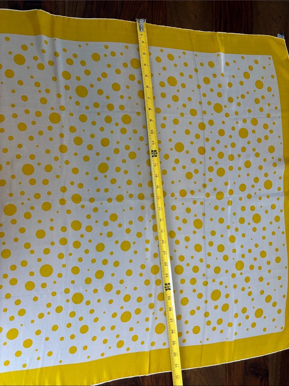 Vintage Hand rolled Yellow Polka Dot Square Scarf Made in Japan
